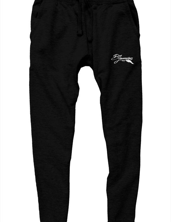 Embroidered Jammins' premium joggers (White on Black)